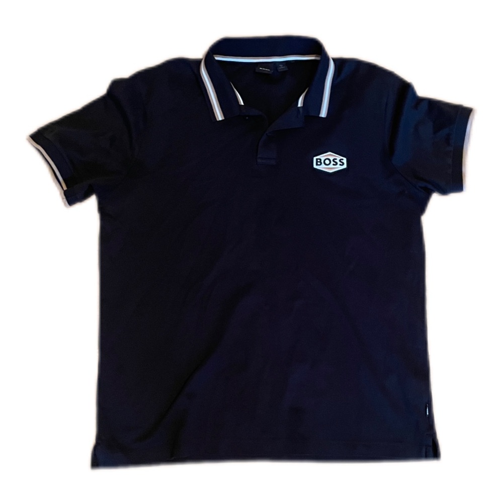 BOSS Navy Polo Shirt with White Accents